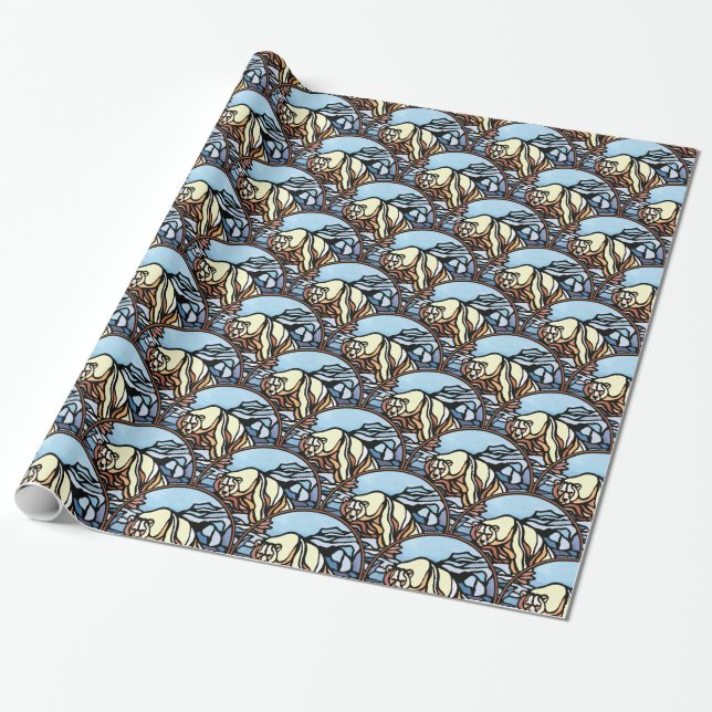 Polar Bear Wrapping Paper Tribal Art Gift Paper (Unrolled)