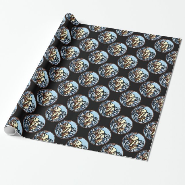 Polar Bear Wrapping Paper Tribal Art Gift Paper (Unrolled)