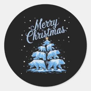 Polar Bear Xmas Tree Bears Christmas Tree Merry Ch Classic Round Sticker