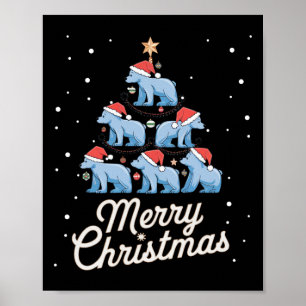 Polar Bear Xmas Tree Bears Christmas Tree Merry Ch Poster