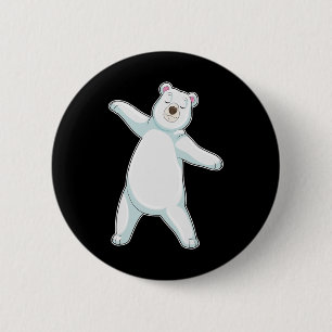 Polar Bear Yoga Fitness Gymnastics 6 Cm Round Badge