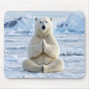 Polar Bear Yoga Pose Mouse Pad