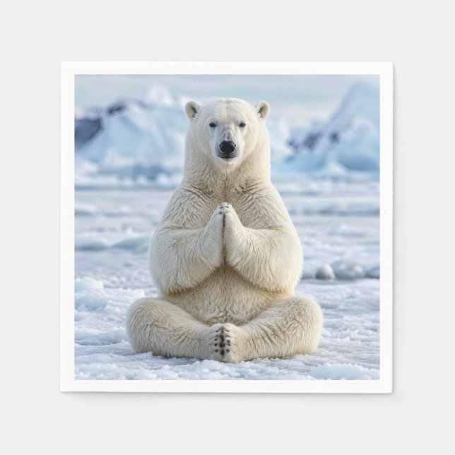 Polar Bear Yoga Pose Napkin (Front)