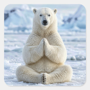 Polar Bear Yoga Pose Square Sticker