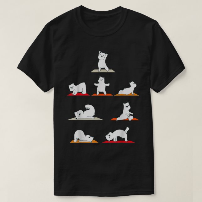 Polar Bear Yoga Poses Streching Polar Bears Medita T-Shirt (Design Front)