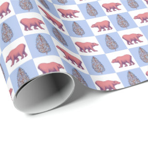 Polar Bears and Block Print Topiary Wrapping Paper