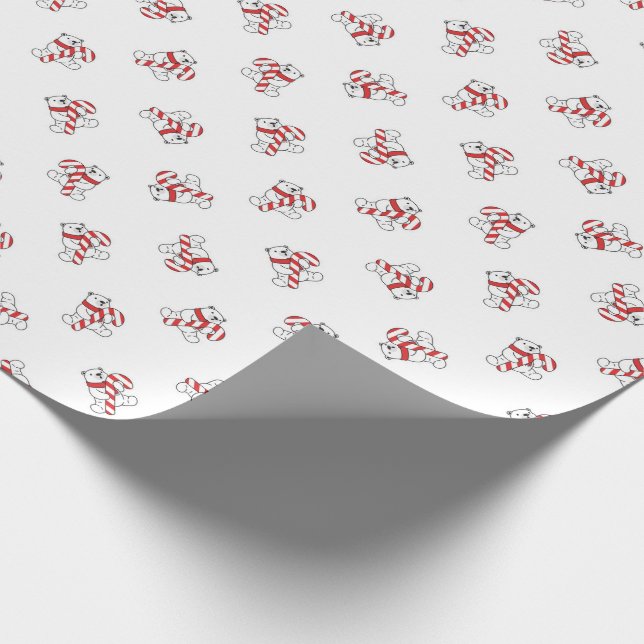 Polar Bears and Candy Canes Wrapping Paper (Corner)