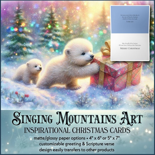 Polar Bears and Christmas Gift Christian Scripture Holiday Card (Creator Uploaded)