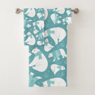 Polar Bears and Snowflakes  Bath Towel Set