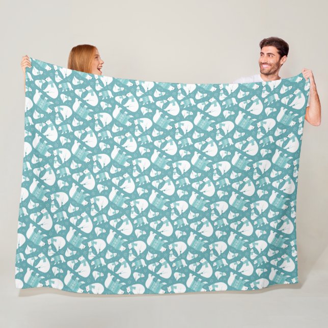 Polar Bears and Snowflakes  Fleece Blanket (In Situ)