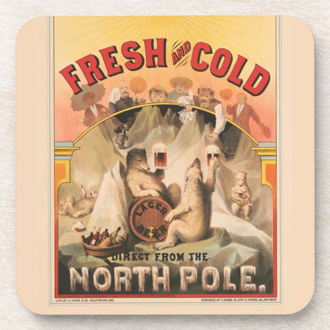 Polar Bears Are Enjoying Mugs Of Lager Beer Coaster (Front)