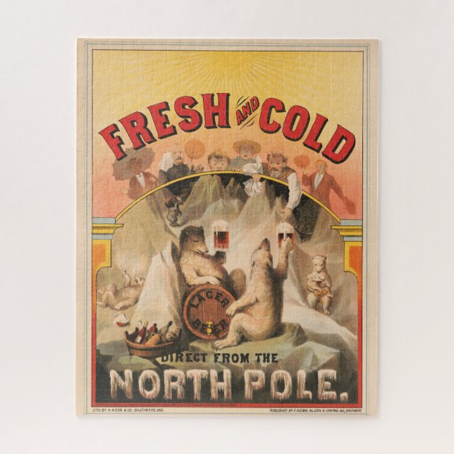 Polar Bears Are Enjoying Mugs Of Lager Beer Jigsaw Puzzle (Vertical)