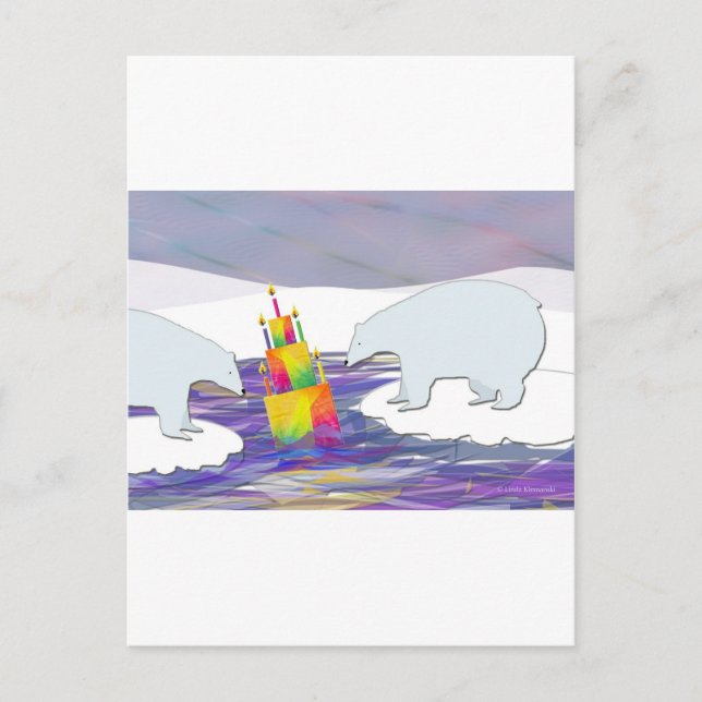 Polar Bears Birthday Cake Postcard (Front)