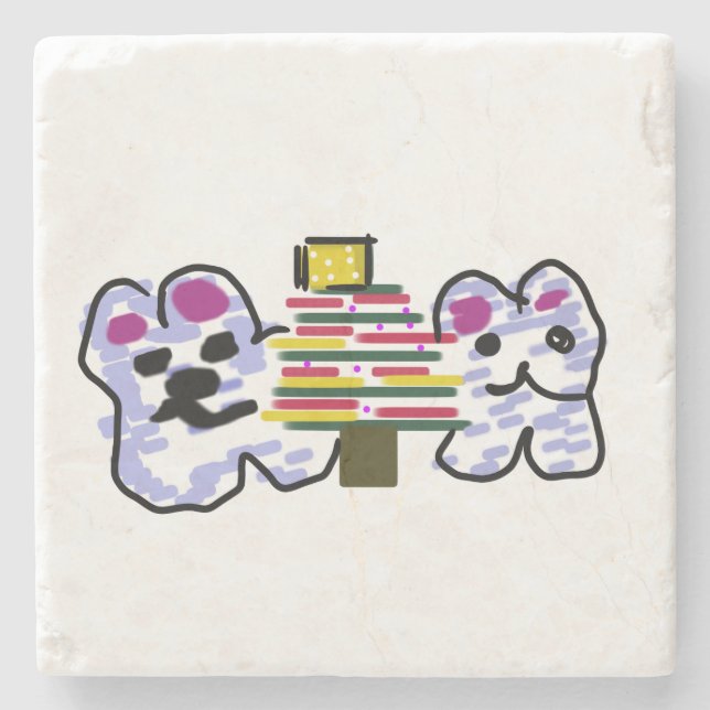 Polar bears Christmas  Stone Coaster (Front)