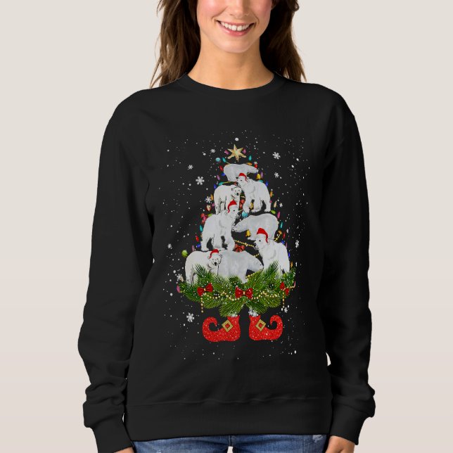 Polar Bears Christmas Tree Lights  Santa Hat Sweatshirt (Front)