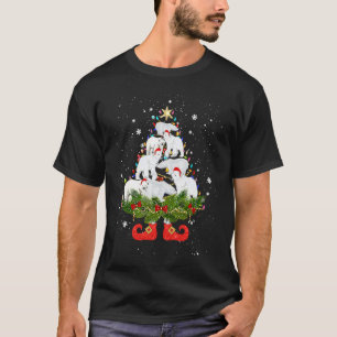Polar Bears Christmas Tree Lights  Santa Hat T-Shirt
