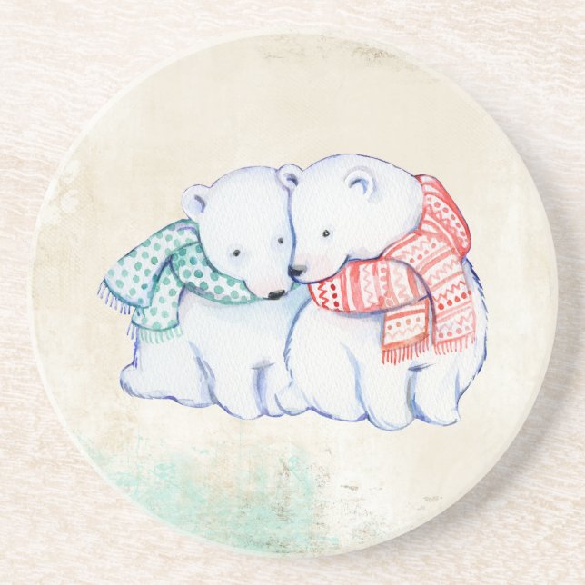 Polar Bears Couple Coaster (Front)