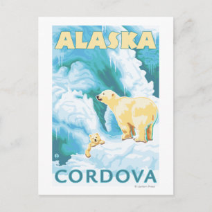 Polar Bears & Cub - Cordova, Alaska Postcard