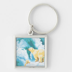 Polar Bears & Cub - Katmai, Alaska Key Ring