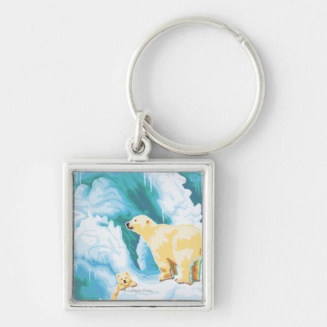 Polar Bears & Cub - Katmai, Alaska Key Ring (Front)