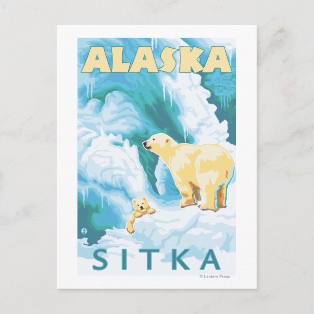 Polar Bears & Cub - Sitka, Alaska Postcard (Front)