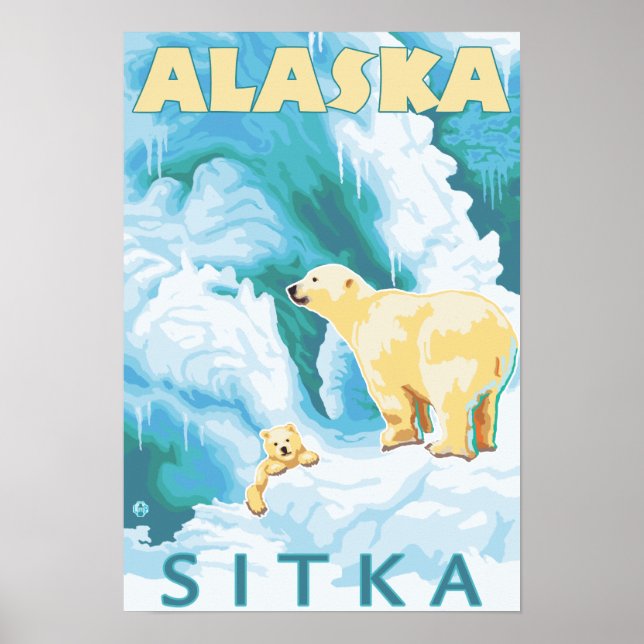 Polar Bears & Cub - Sitka, Alaska Poster (Front)