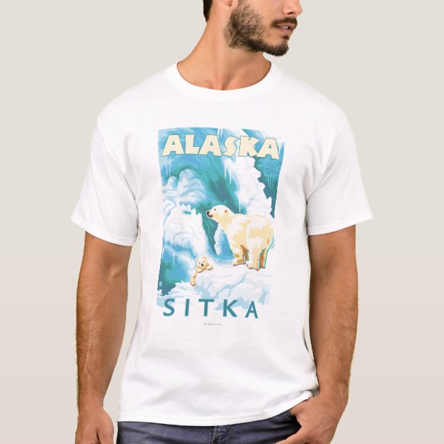 Polar Bears & Cub - Sitka, Alaska T-Shirt (Front)