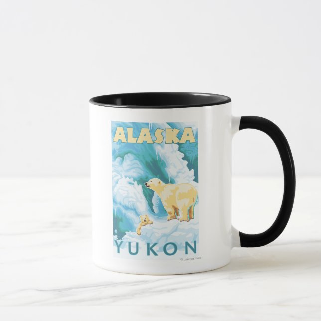 Polar Bears & Cub - Yukon, Alaska Mug (Right)