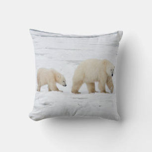 Polar Bears female and Two cubs Cushion