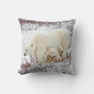 Polar Bears female and Two cubs Cushion