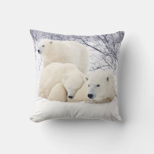 Polar Bears female and Two cubs Cushion