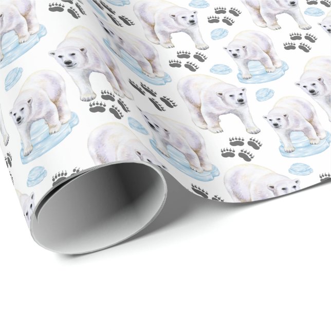 Polar Bears Gift Wrapping Paper (Roll Corner)