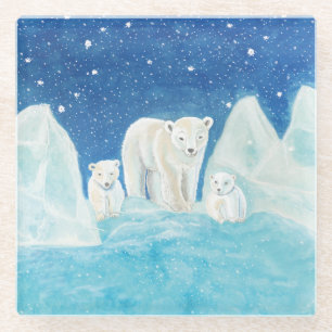 Polar Bears   Glass Coaster