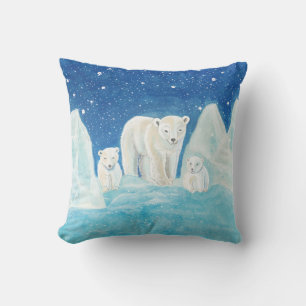 Polar Bears Illustration Cushion