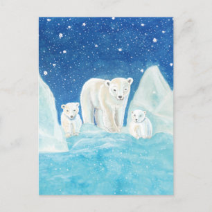 Polar Bears Illustration   Postcard