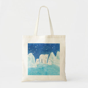 Polar Bears Illustration Tote Bag