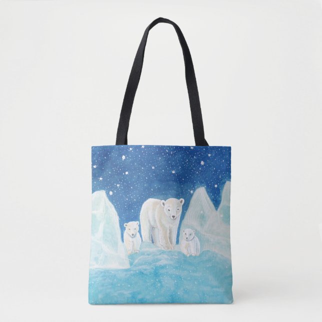 Polar Bears Illustration  Tote Bag (Front)