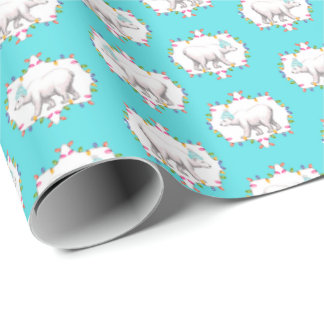 Polar Bears in Pom Pom Ski Hats Wrapping Paper