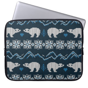 Polar Bears Knitted Winter Pattern Laptop Sleeve