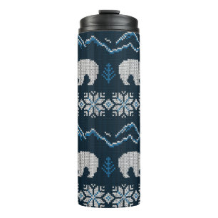 Polar Bears Knitted Winter Pattern Thermal Tumbler