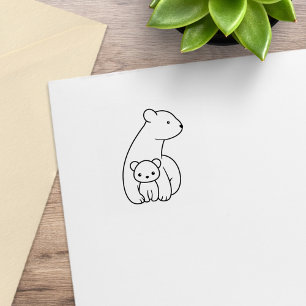 Polar Bears: Mother and Cub 1x1 Rubber Stamp