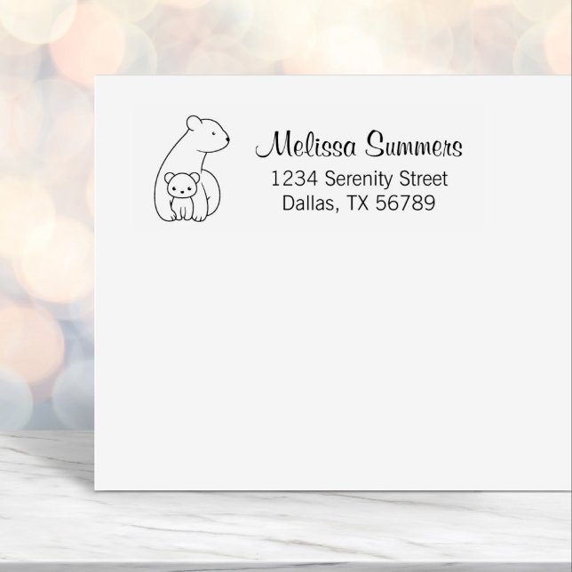 Polar Bears: Mother and Cub Address Self-inking Stamp (Creator Uploaded)
