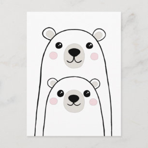 Polar bears - mummy or daddy with cub postcard