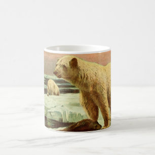 polar bears on glaciers Vintage 1900s art drawing Coffee Mug