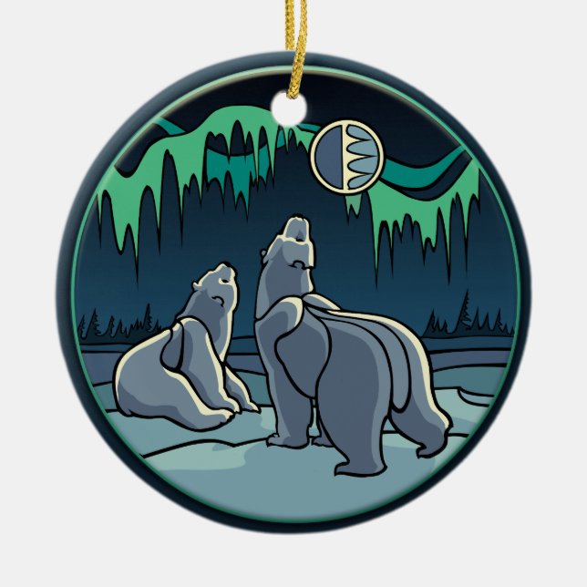 Polar Bears Ornament Personalised Bear Art Gifts (Front)