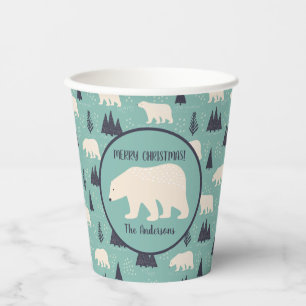 Polar Bears Patterned Christmas Party Paper Cups