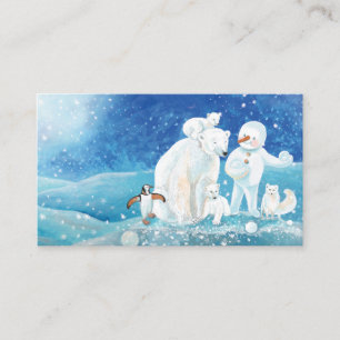 Polar Bears, Polar Fox, Emperor penguin & Snowman Enclosure Card