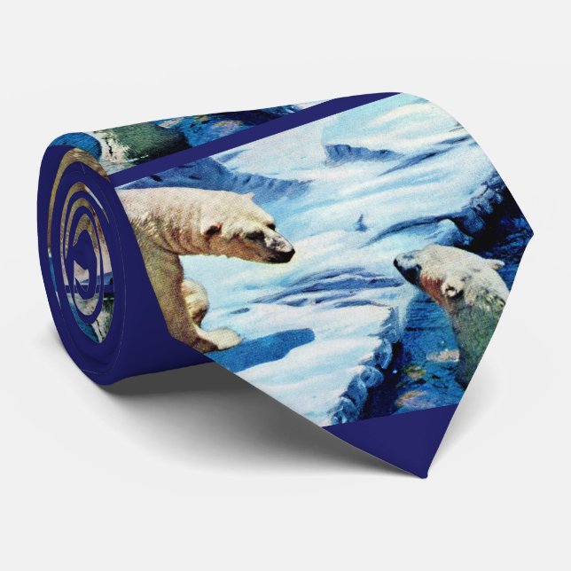 polar bears print tie (Rolled)