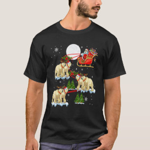 Polar Bears Reindeer Santa On Sleigh Reindeer Chri T-Shirt