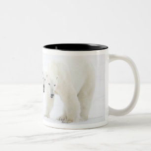 Polar Bears standing on snow after playing 2 Two-Tone Coffee Mug